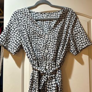 Navy blue dress with white flowers